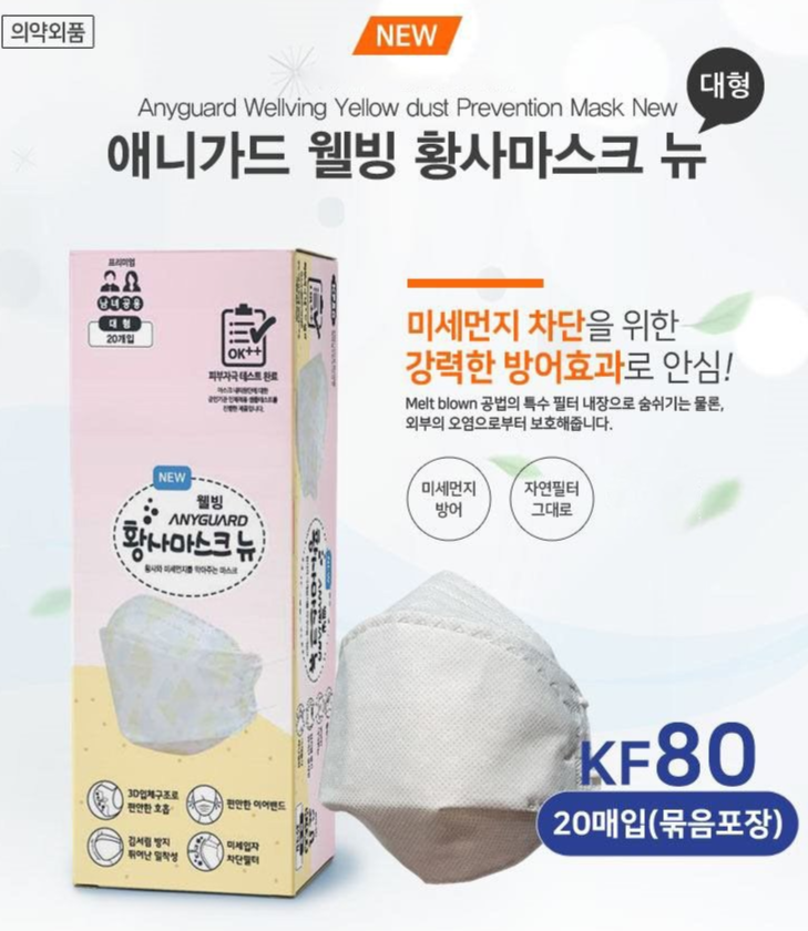  저렴한 애니가드,성인,황사 마스크,KF80