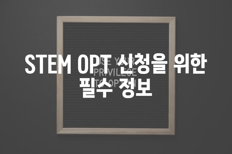 STEM OPT 신청을 위한 필수 정보