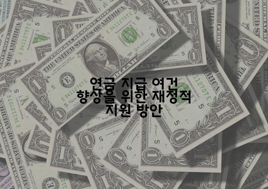 연금 지급 여건 향상을 위한 재정적 지원 방안