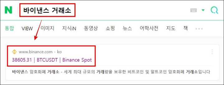 바이낸스-포털검색-화면