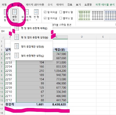 엑셀(Excel) 피벗 테이블 활용하기