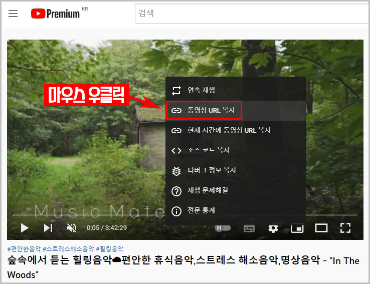 유튜브 동영상 url 복사