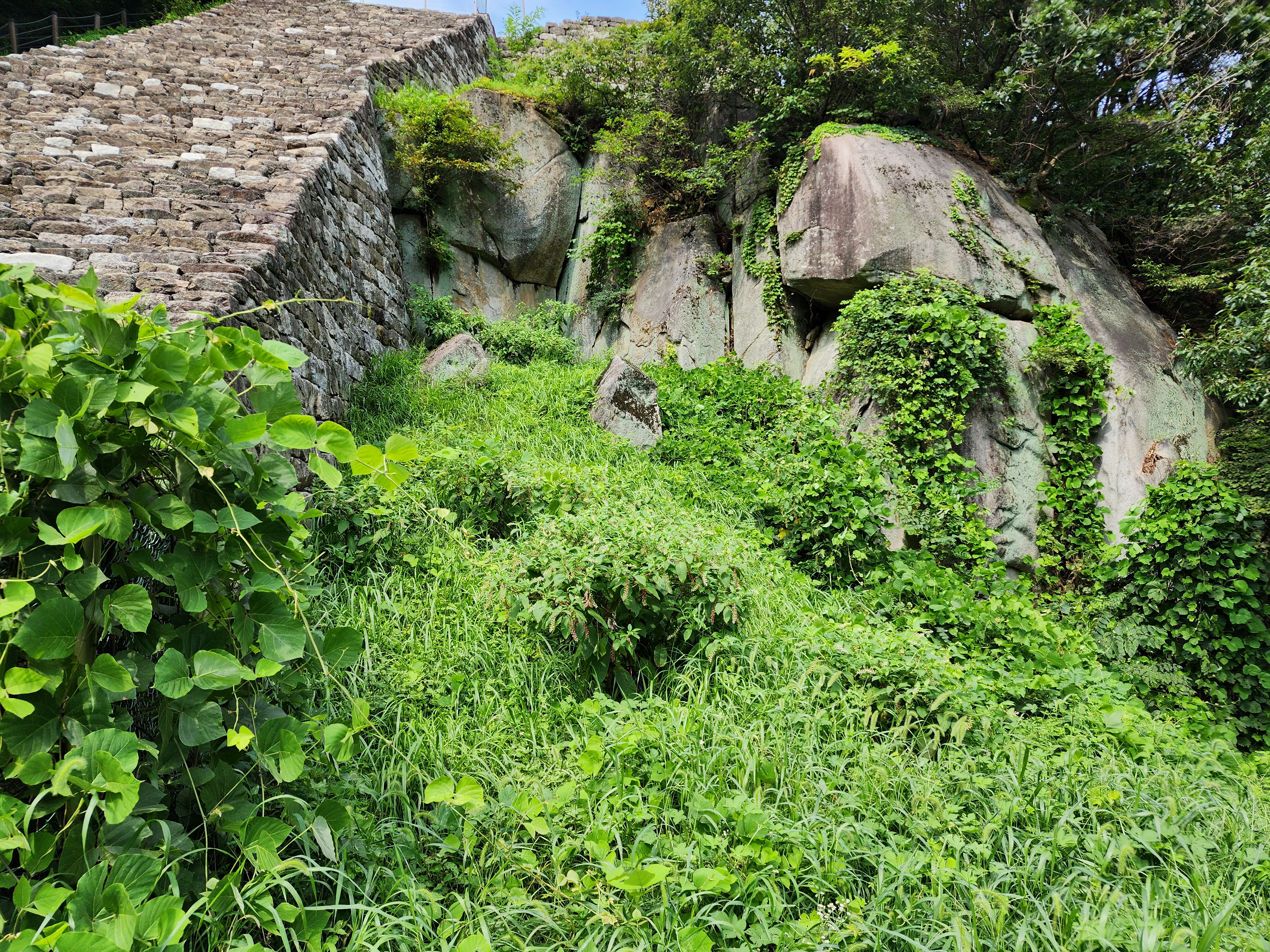 자연 암벽과 동북쪽 성벽