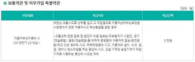 동부화재 운전자보험 보장내용