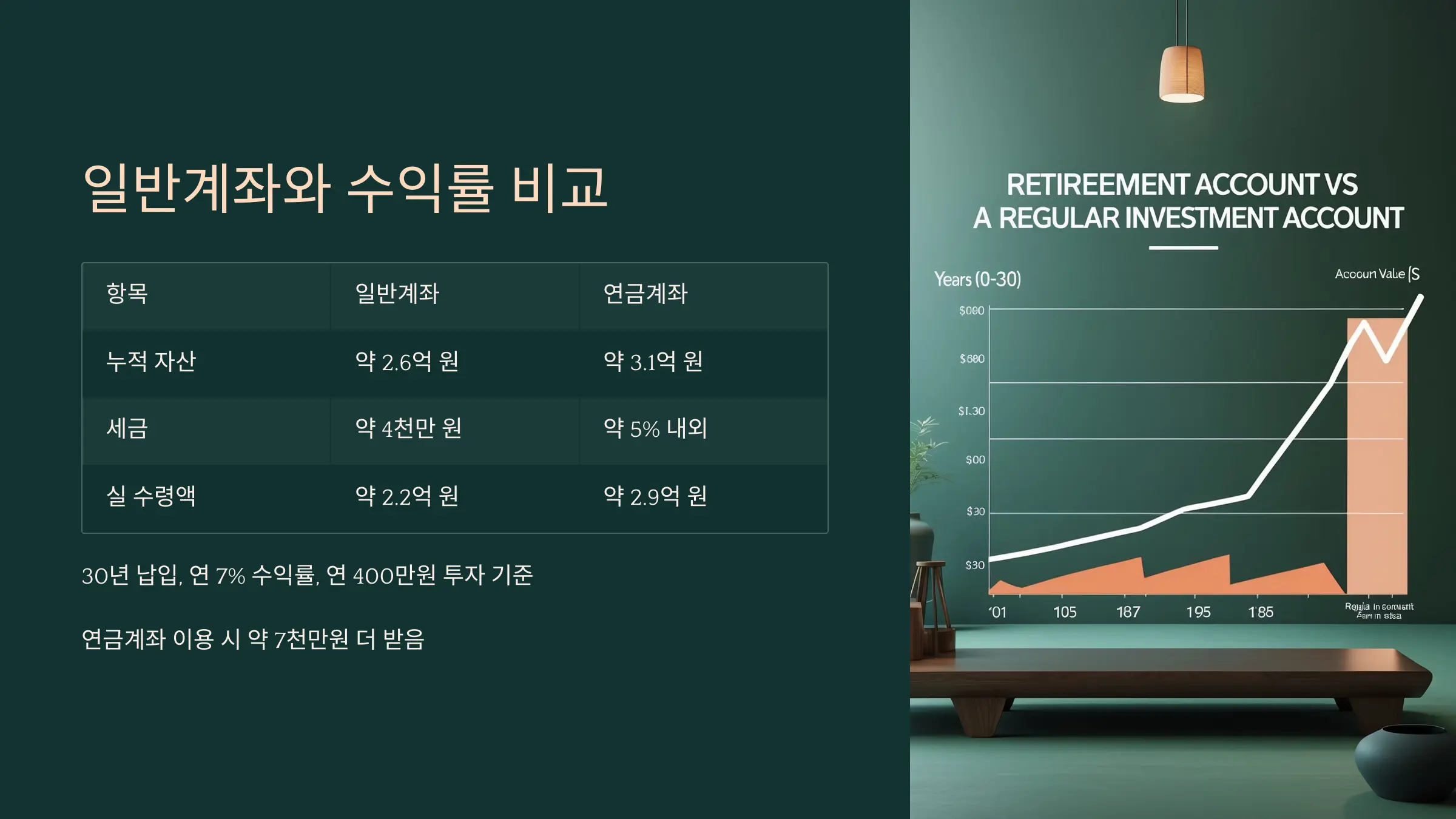 ‘연금계좌 vs 일반계좌 수익률 비교 차트