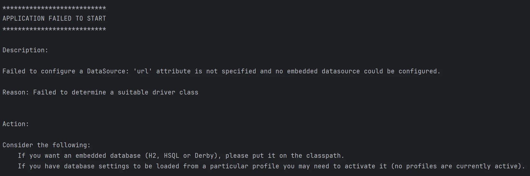  [Spring] Failed to configure a DataSource 에러 원인 & 해결