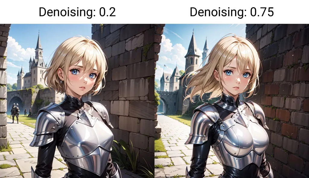 Denoising strength 값에 따른 이미지 변화