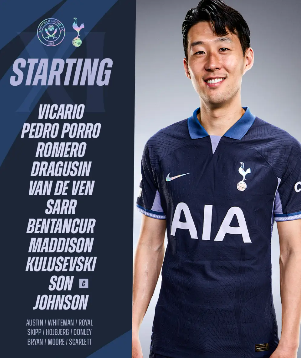 토트넘 홋스퍼 38라운드 셰필드전 선발명단