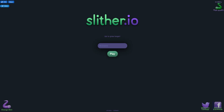 지렁이-키우기-게임하기-슬리더리오(Slither.io)-메인-화면