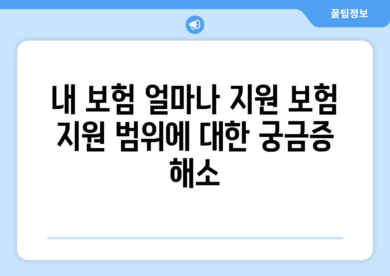 내 보험, 얼마나 지원? (보험 지원 범위에 대한 궁금증 해소)