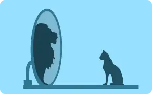 고양이가 거울 속 호랑이의 모습을 보고 있다
