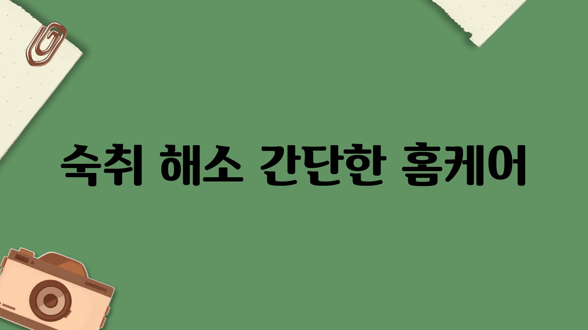 숙취 해소 간단한 홈케어