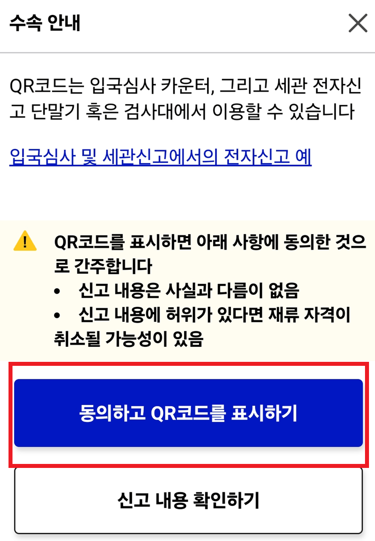 입국심&#44; 세관관신고 등록