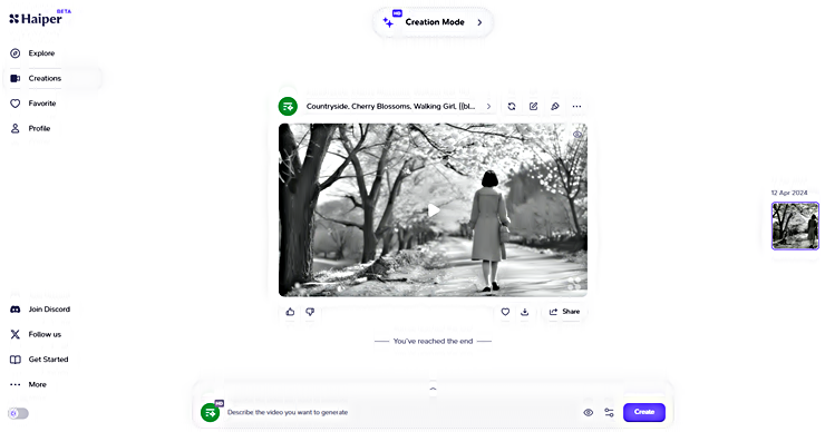 Haiper AI│텍스트로 비디오 생성 결과