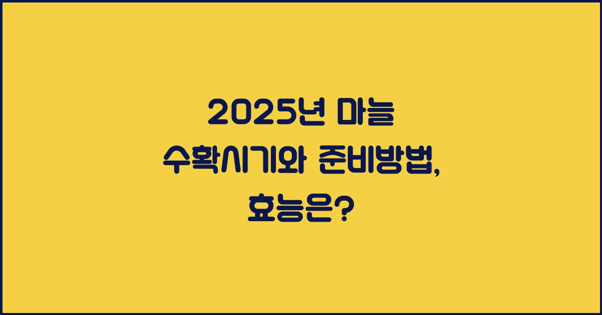 2025년 마늘 수확시기