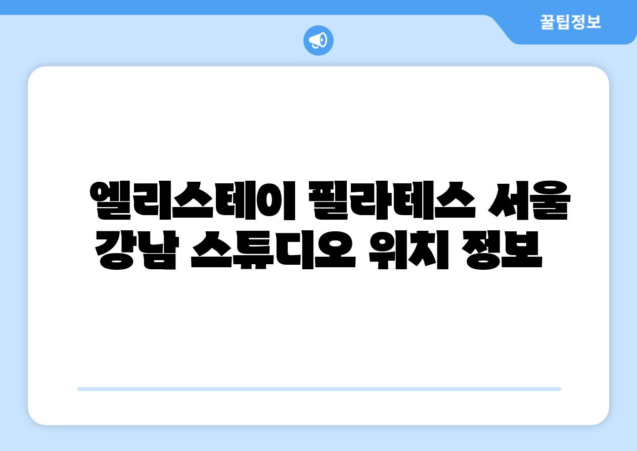 엘리스테이 필라테스 서울 강남 스튜디오 위치 정보