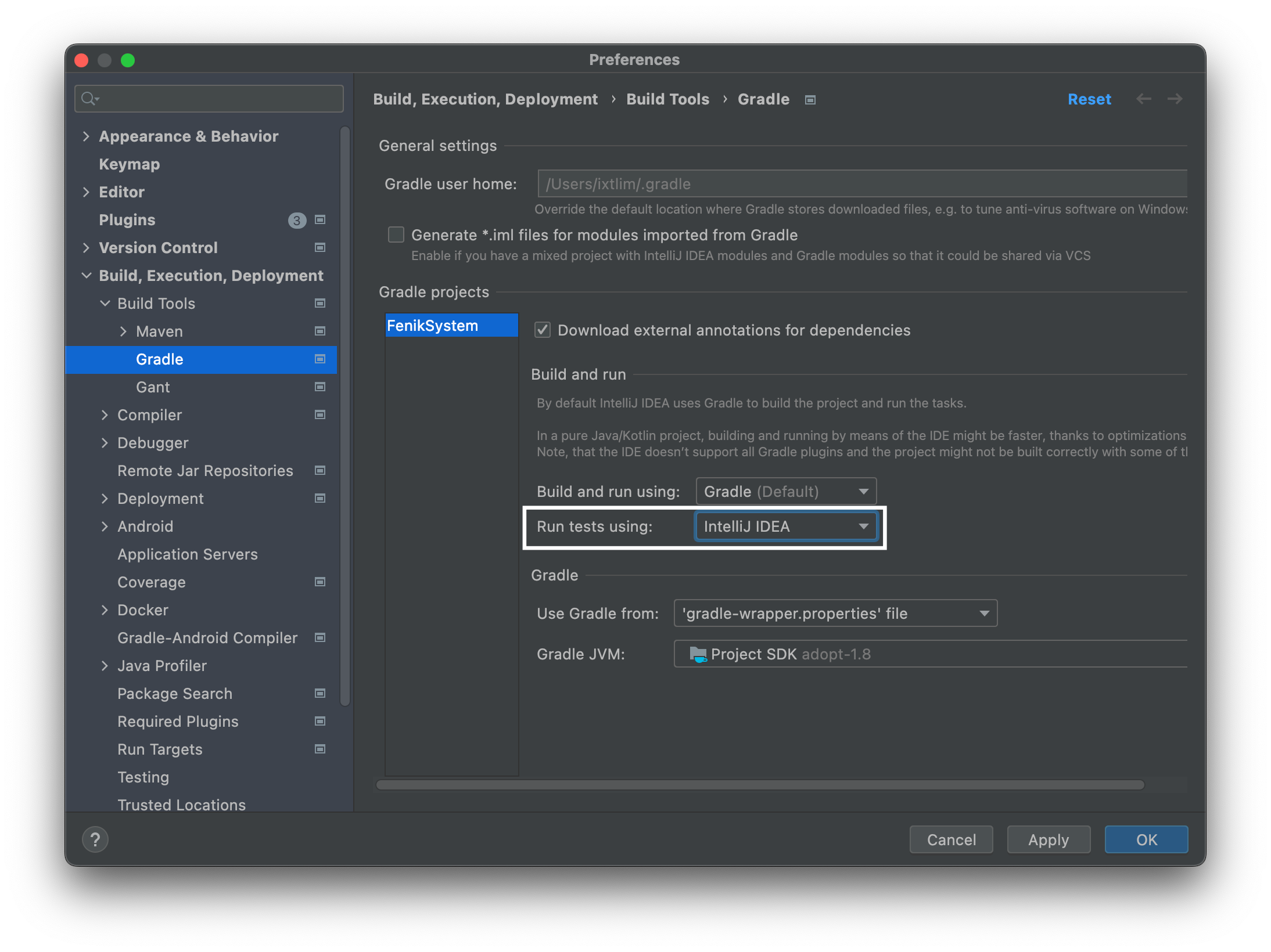 run-tests-using항목을-intellij-idea로-변경해주었다.