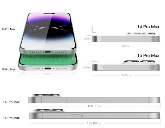 아이폰 14 프로 맥스와 아이폰 15 프로 맥스 예상 모델 비교 사진