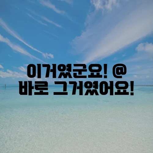 이거였군요! @ 바로 그거였어요!