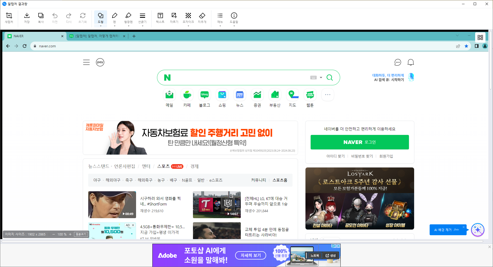 알캡처 편집(알캡처 결과창)