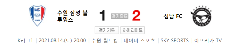  2021 K리그1 / 25라운드 - 수원 삼성 블루윙즈 대 성남 FC (2021년 8월 14일 경기 하이라이트)