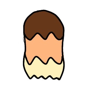 머리카락을 세등분으로 나누어 아래 부분을 더 밝게 염색한 헤어 스타일