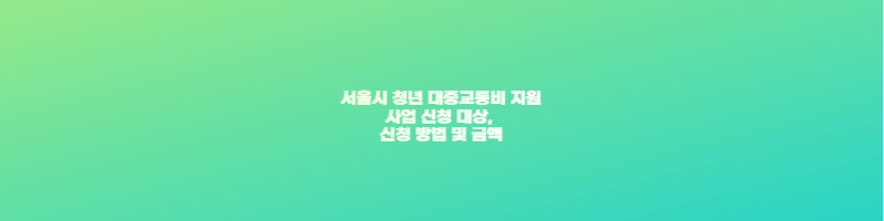 서울시 청년 대중교통비 지원 사업 신청 대상&#44; 신청 방법 및 금액 썸네일