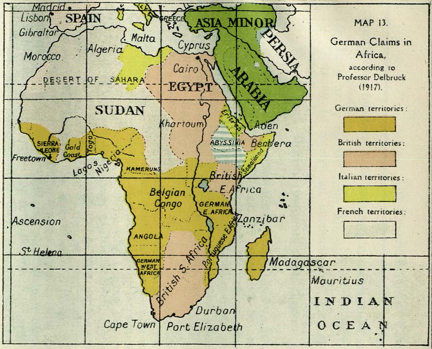 1917년 독일제국이 제안한 미틀아프리카