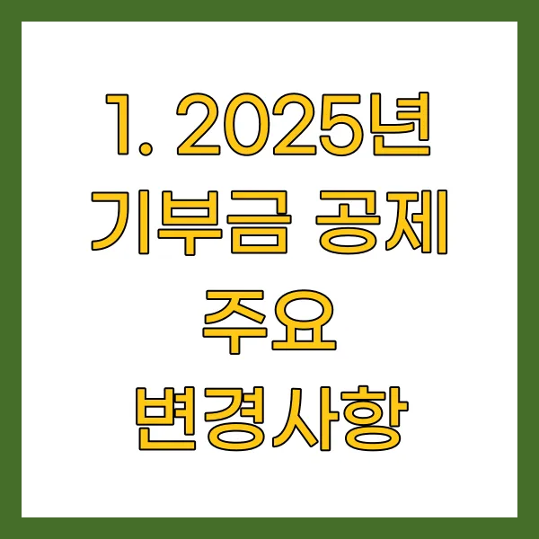 2025년 기부금 공제 주요 변경사항