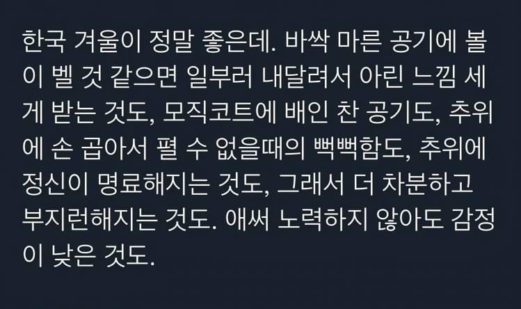 한국의 겨울이 좋은 이유
