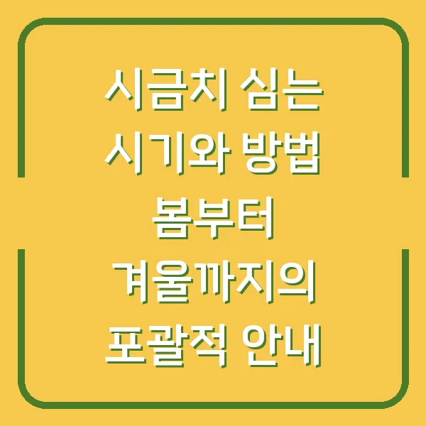 시금치 심는 시기와 방법 봄부터 겨울까지의 포괄적 안내