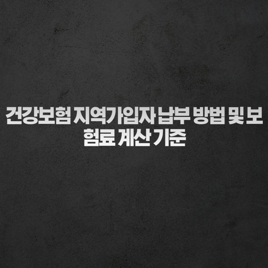 건강보험 지역가입자 납부 방법 및 보험료 계산 기준 건강보험 지역가입자 납부 방법 및 보험료 계산 기준