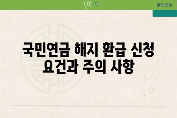 국민연금 해지 환급 신청 조건과 주의 사항