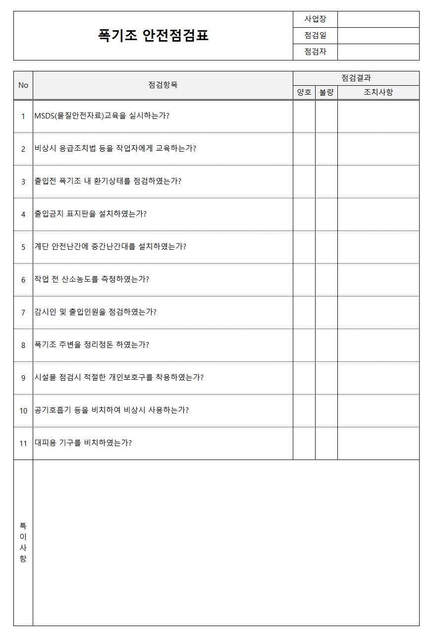 폭기조 안전점검표