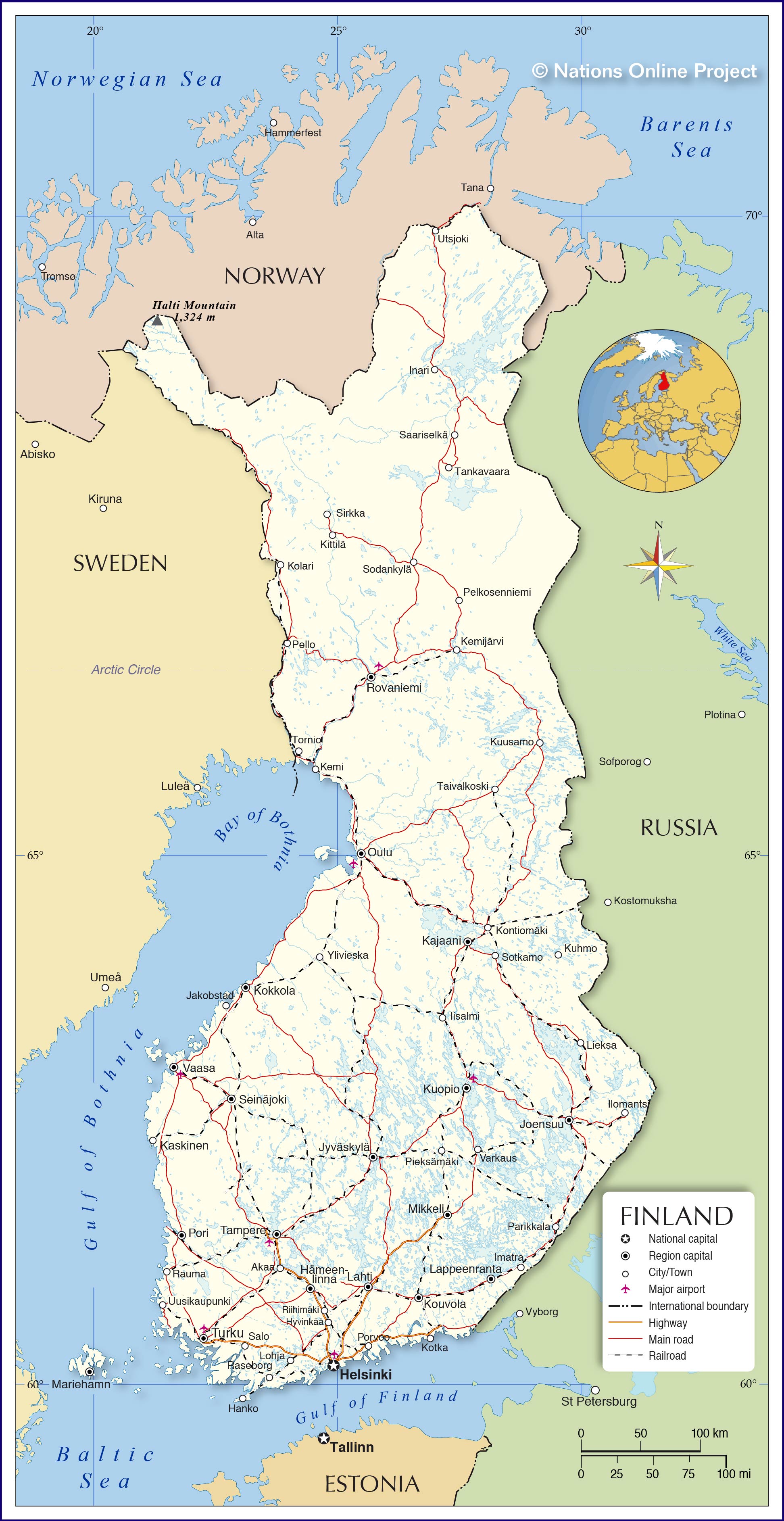 북유럽 핀란드 지도