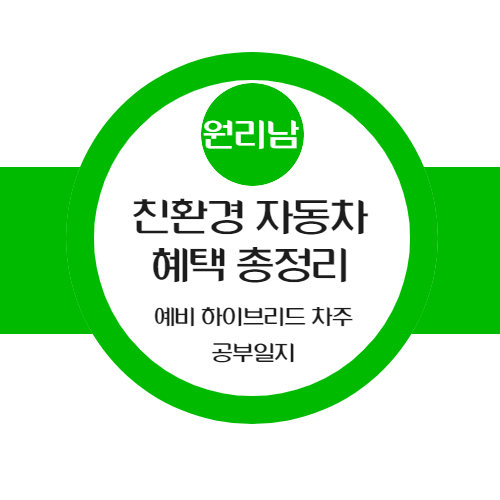  친환경 자동차 혜택 총 정리(구매보조금, 개별소비세 감면 등)