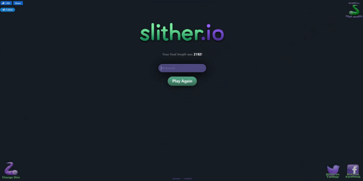 지렁이-키우기-게임하기-슬리더리오(Slither.io)-종료-화면