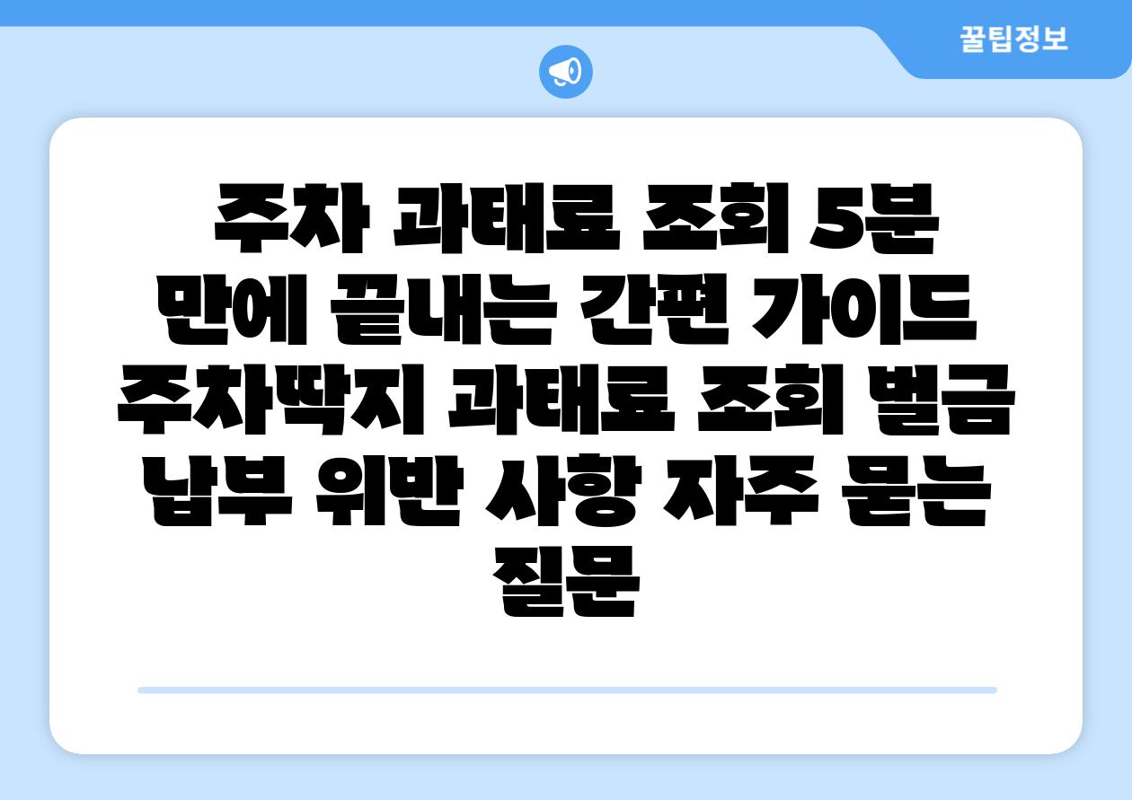  주차 과태료 조회 5분 만에 끝내는 간편 설명서  주차딱지 과태료 조회 벌금 납부 위반 사항 자주 묻는 질문