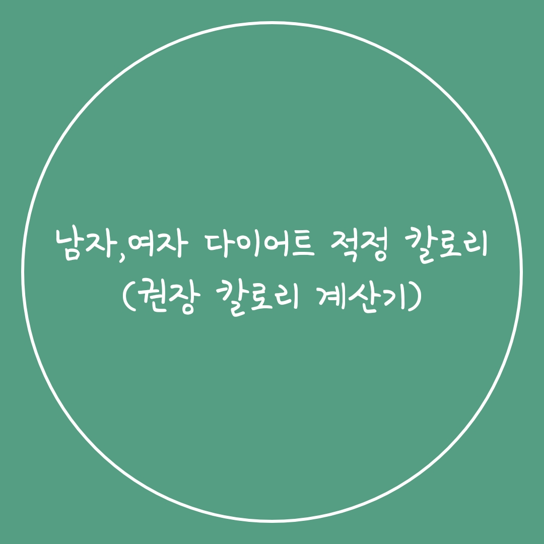  남자, 여자 다이어트 적정 칼로리(권장 칼로리 계산기)