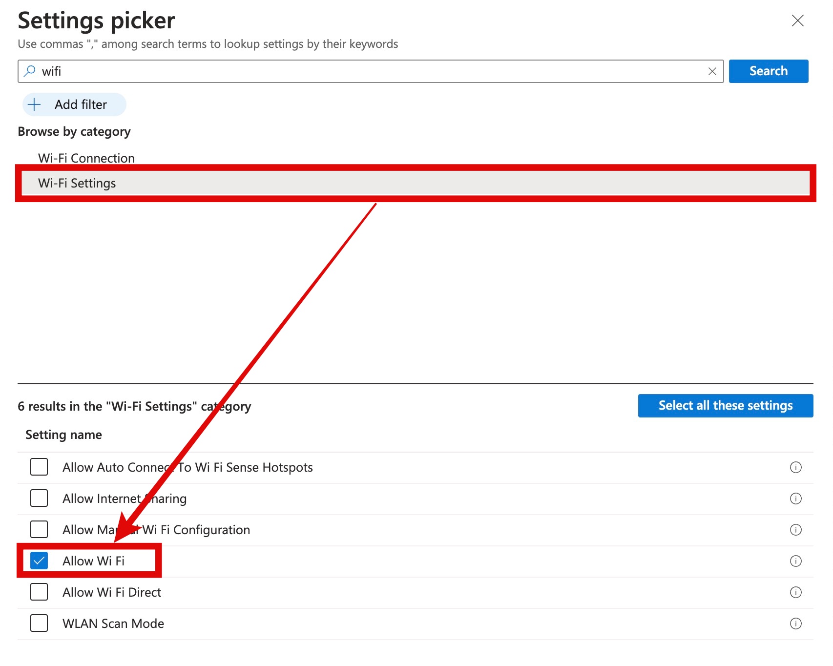 Intune Allow Wifi