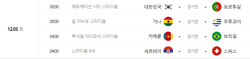  월드컵 오늘의 일정