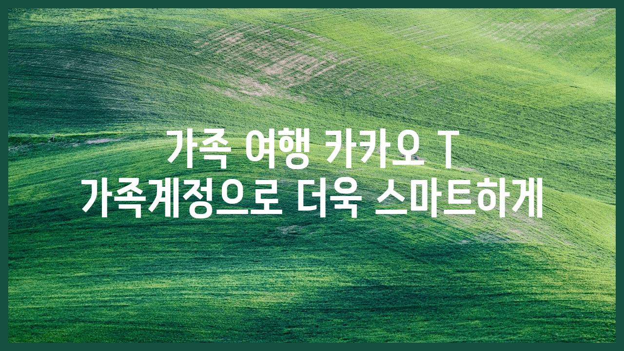 가족 여행 카카오 T 가족계정으로 더욱 스마트하게