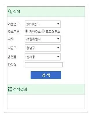 국토해양부 아파트실거래가조회