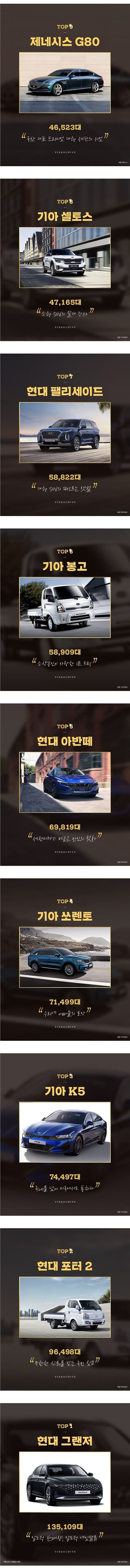  2020년 국내 차량 판매 순위