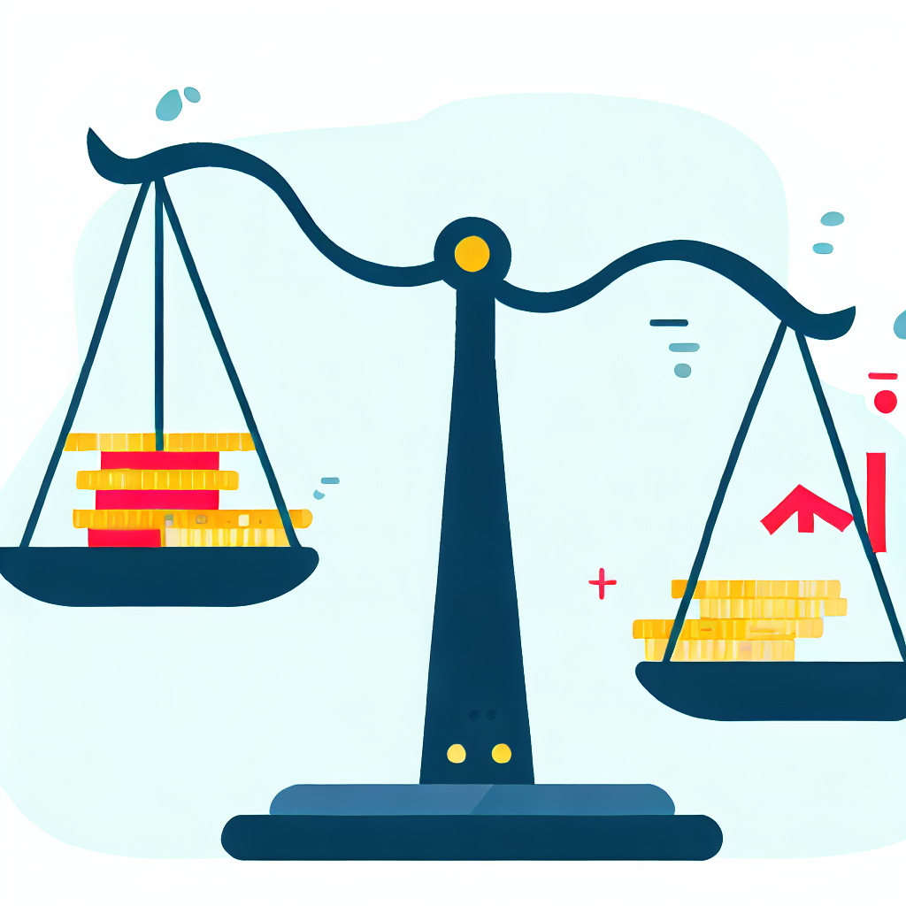 Flat vector style illustration of a scale balancing risk and reward in the foreign exchange market.