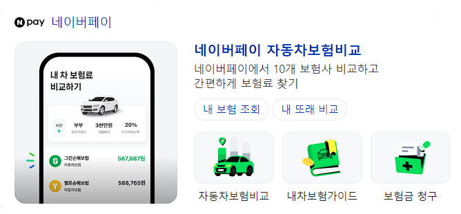 네이버페이 자동차보험료 조회 서비스 화면 캡처
