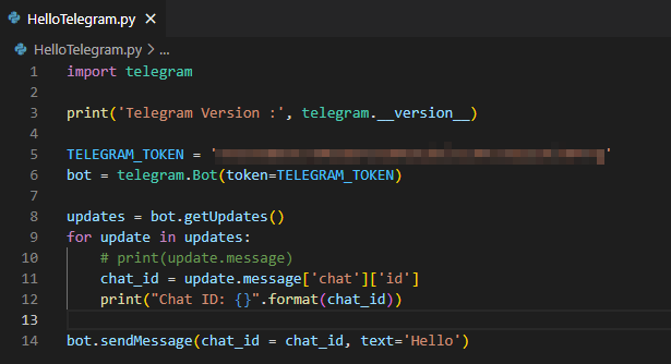 이전 버전 python-telegram-bot 패키지 설치