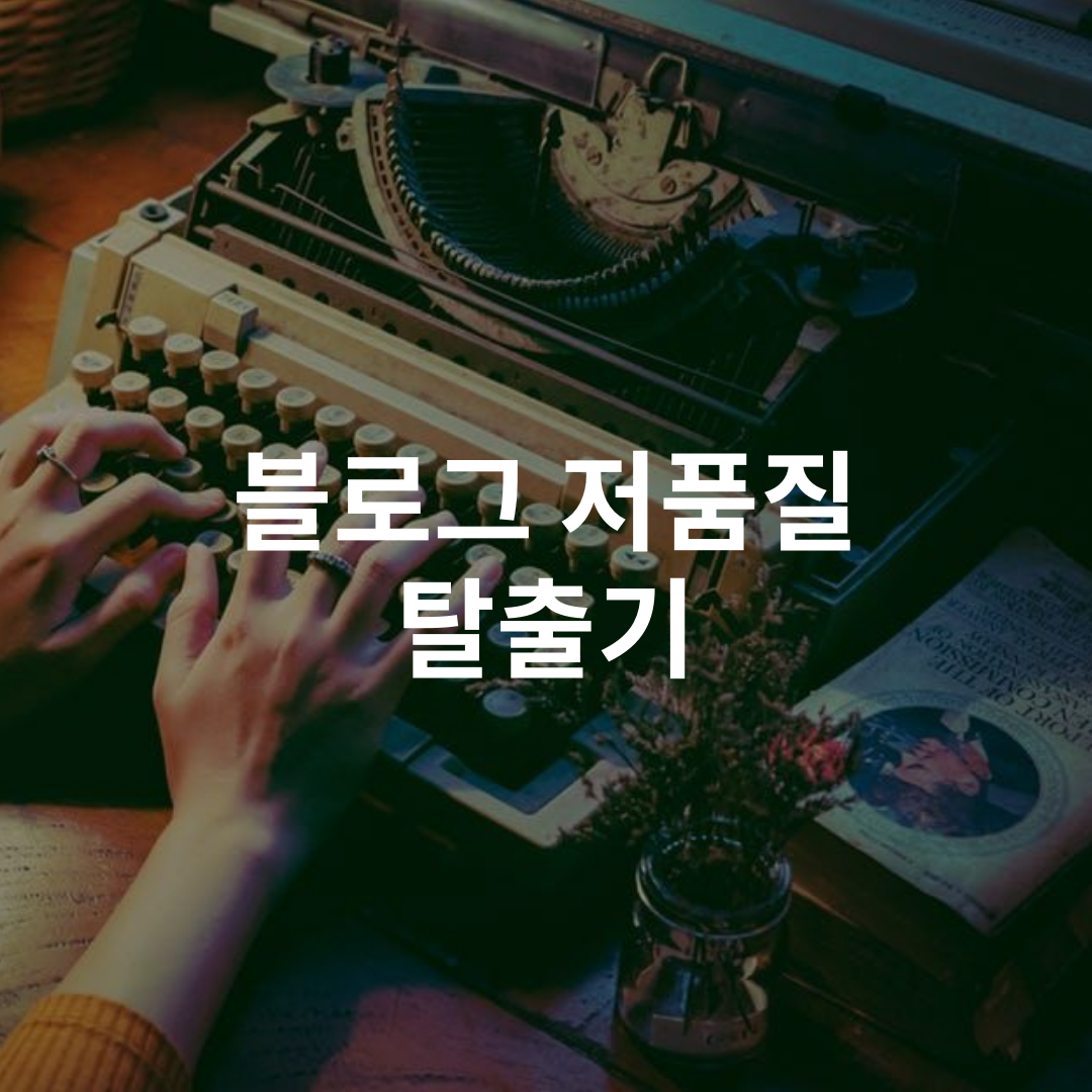  티스토리 블로그 저품질 탈출기