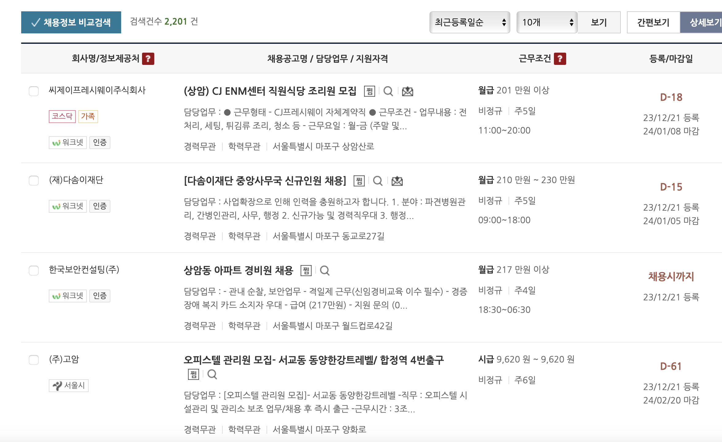 마포구-워크넷-검색결과-화면