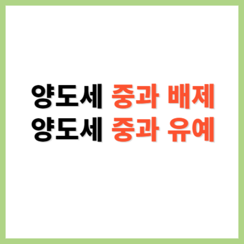 양도세 중과 배제 중과 유예 폐지